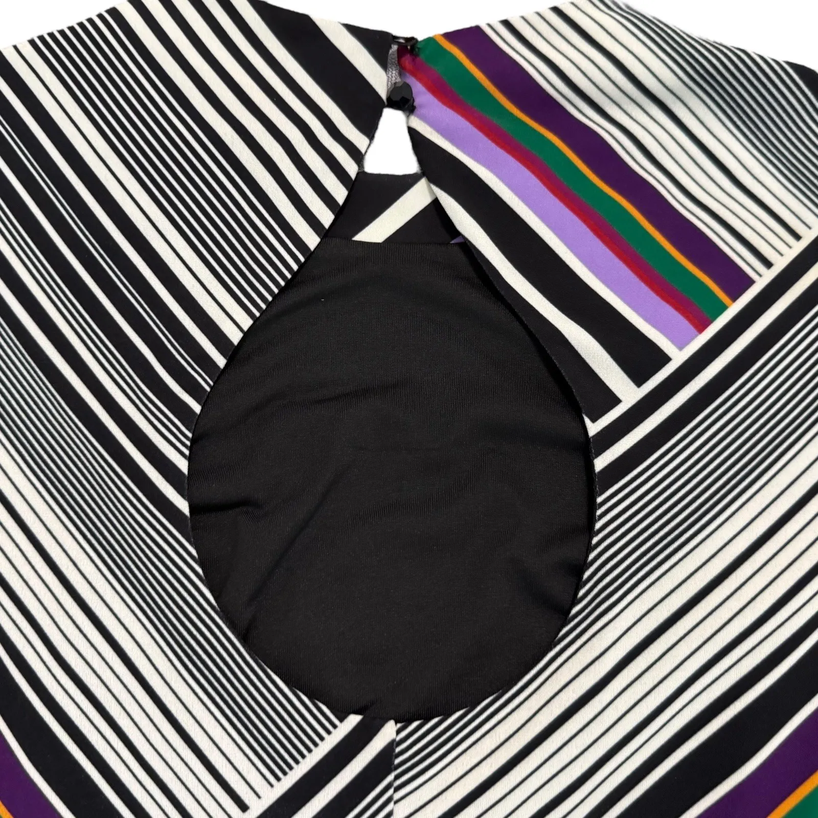 Trina Turk Merry Striped Shift Dress Retro Mod GoGo 60s‎ Disco 3/4 Sleeve Size S - Image 9