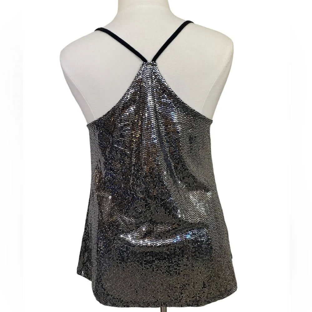 Stretch silver sequin racerback top Size 2X - Image 2