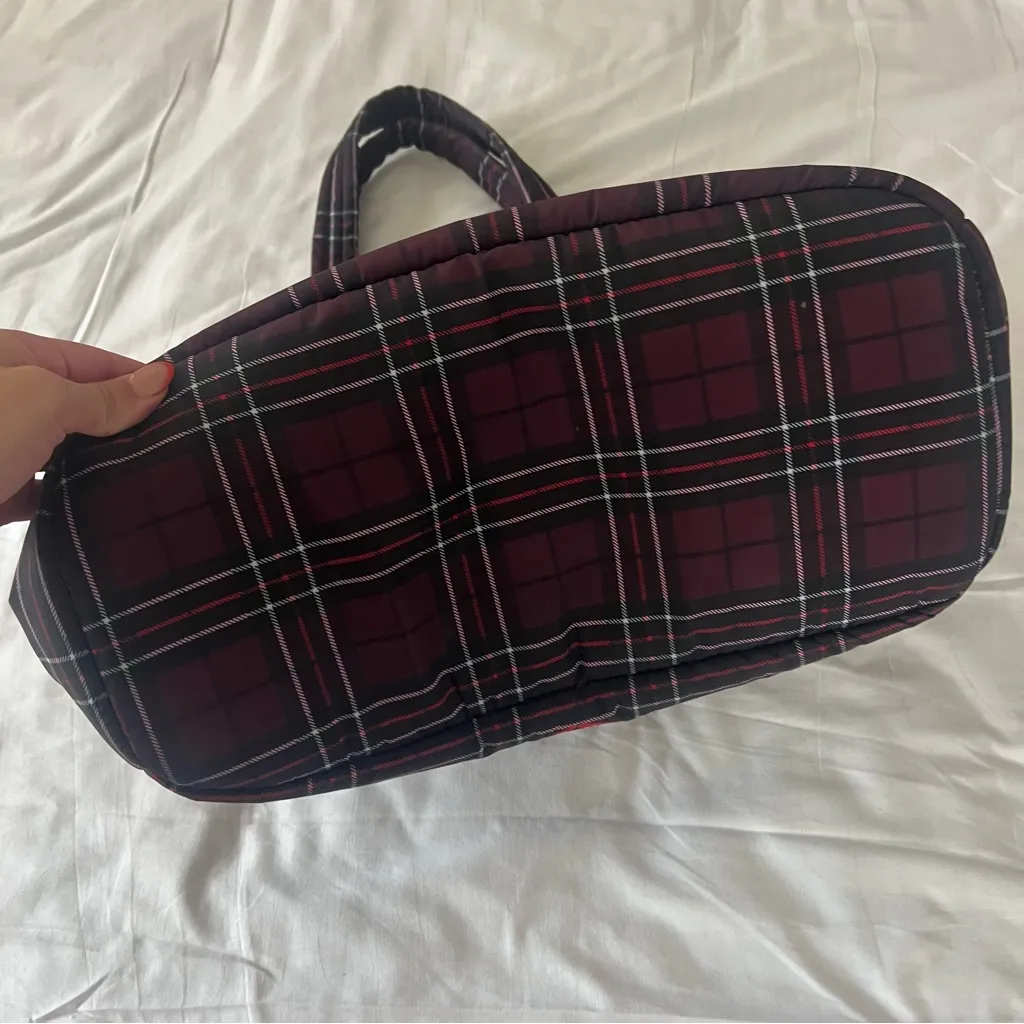 PINK Victoria's Secret Burgundy Plaid Tote - Image 6