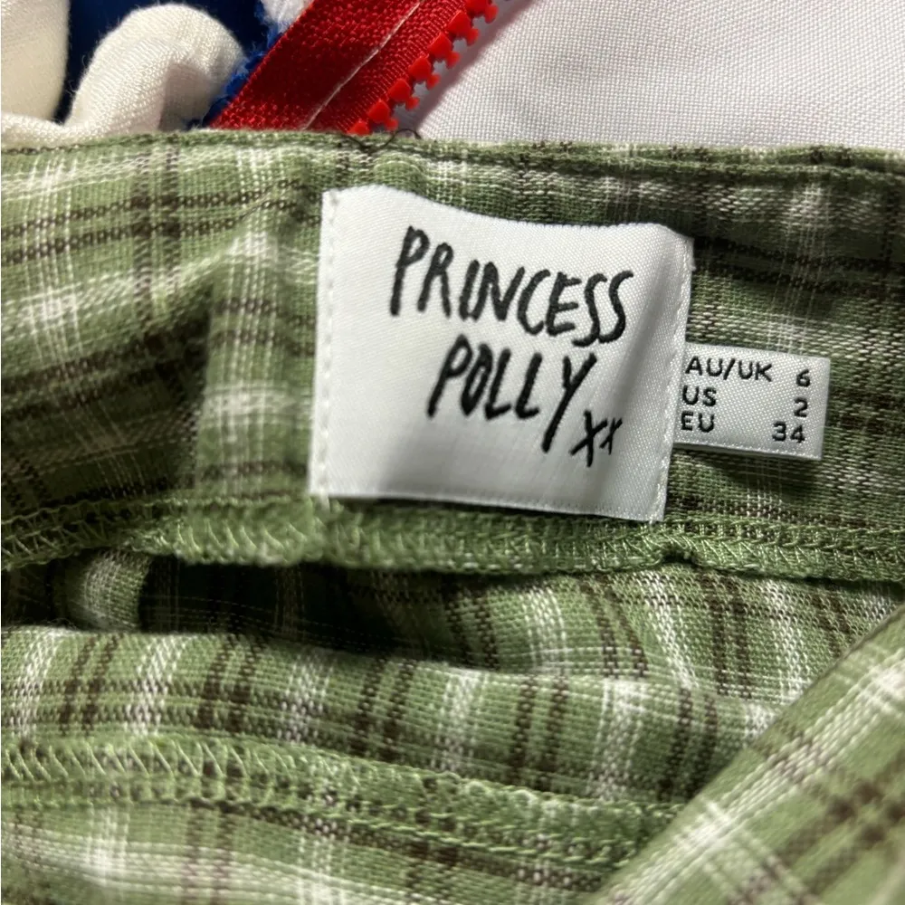 Women’s Green Plaid Checkered Gingham Slit Skirt size 2 - Image 4