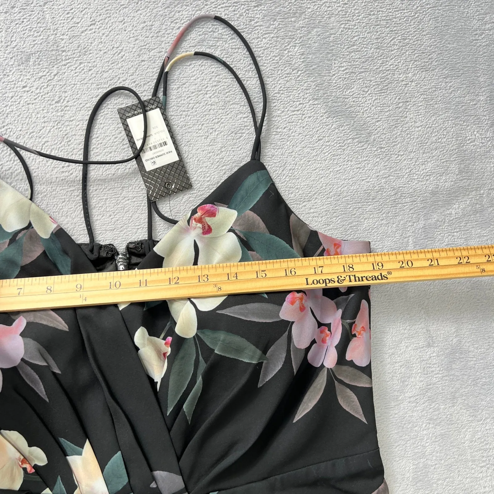 City Chic Maxi Dress Floral Print Draped Sleeveless‎ Plus Size XS/14 Black Party - Image 7