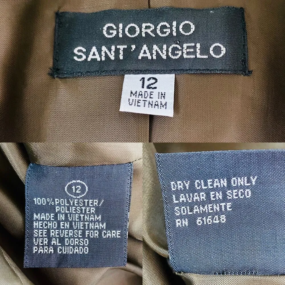 Vintage Giorgio Sant'Angelo Blazer 12 Taupe Ivory Weave New - Image 4