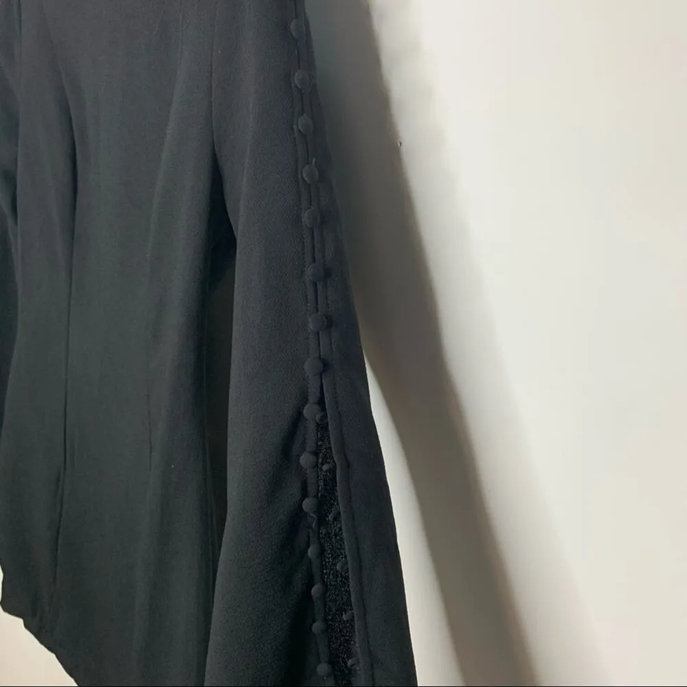 DO+BE Black Mini Dress Long Sleeve Buttons Sz Small - Image 9