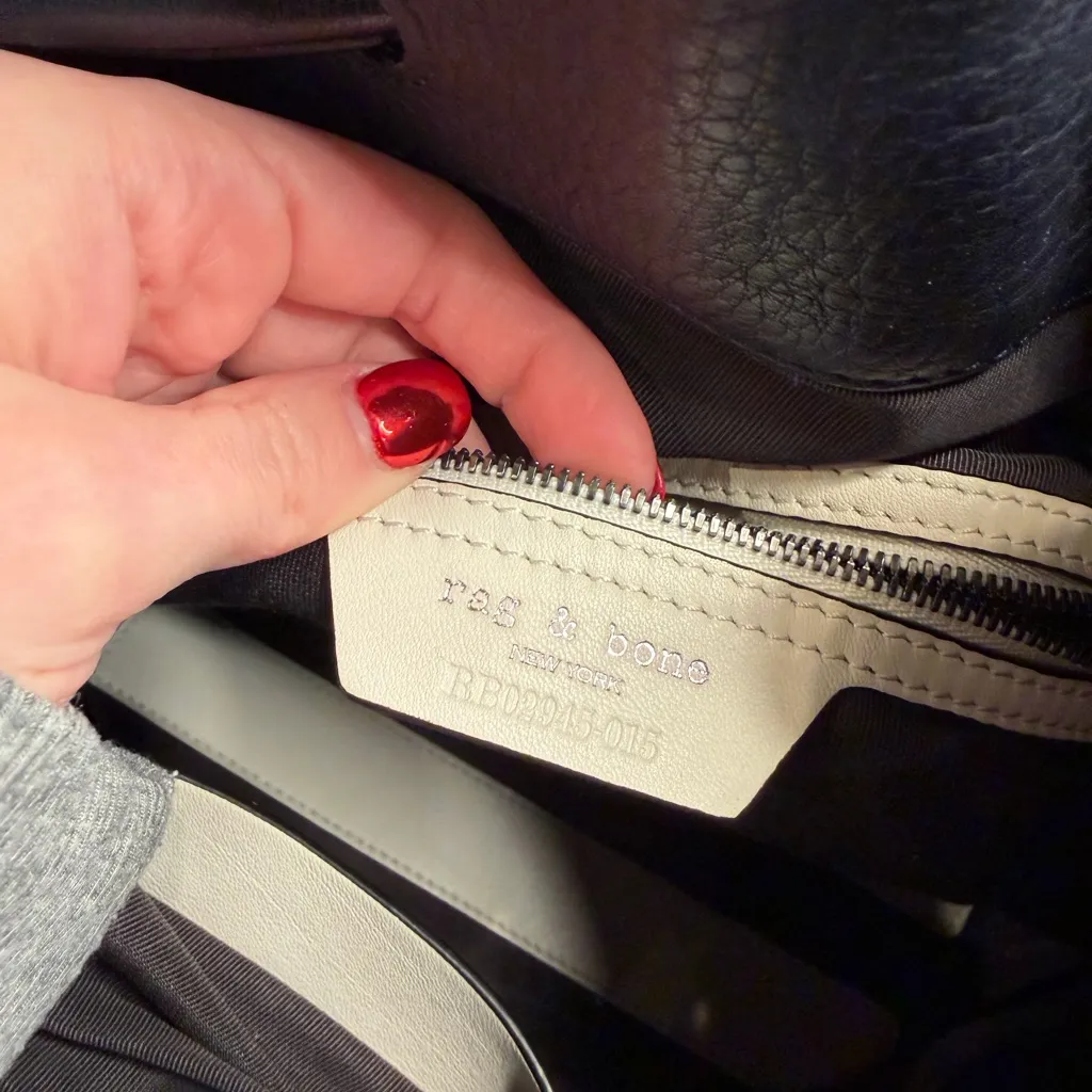 Rag & Bone Navy Leather Drawstring Bucket Bag - Image 6