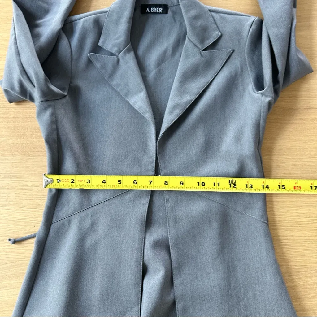 Vintage Y2K A. Byer Grey Blazer Jacket Sz S Single Eye hook 90s Academia Preppy - Image 11