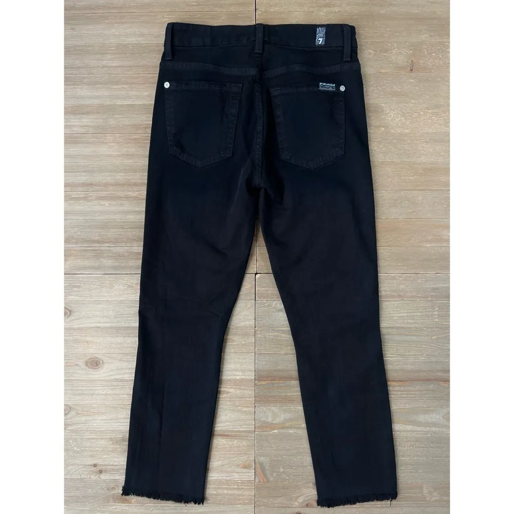 7FAM Timeless Ankle Straight Leg Distressed Raw Hem Jeans - Image 4