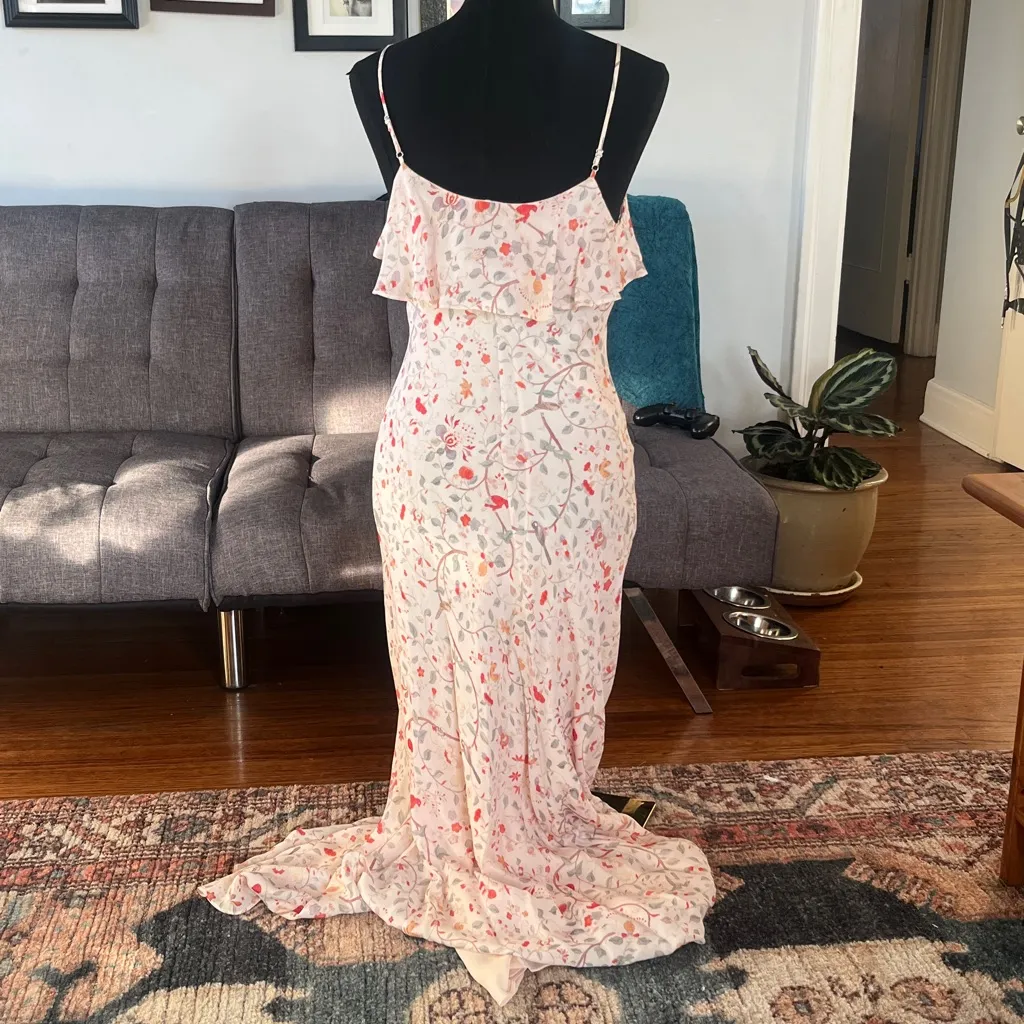 Peruvian Connection Ivory Floral/Bird Print Trancoso Silk blend Dress size 6(?) - Image 4