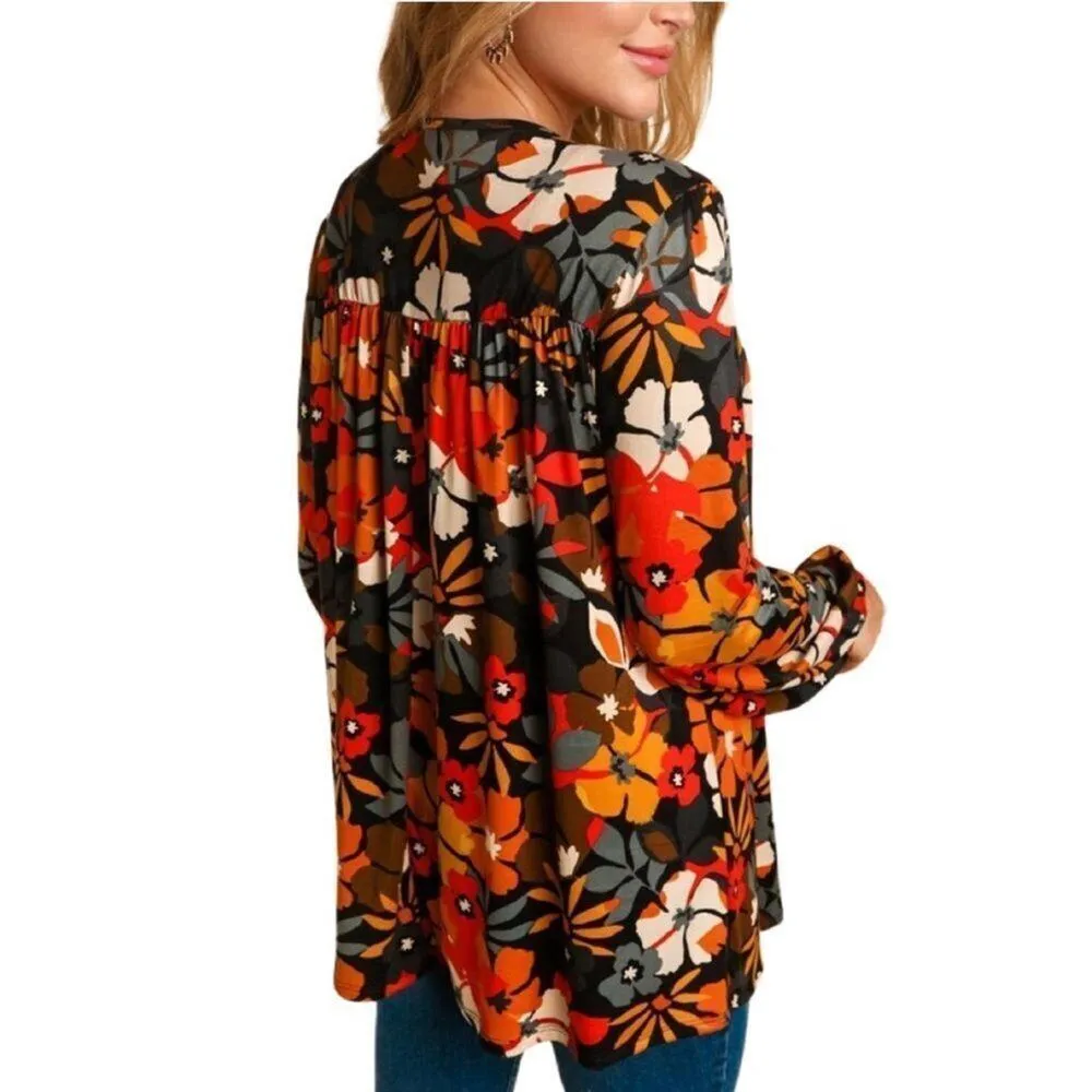Haptics Butterscotch Floral Knit Top, Size L, New without Tag Size L - Image 4