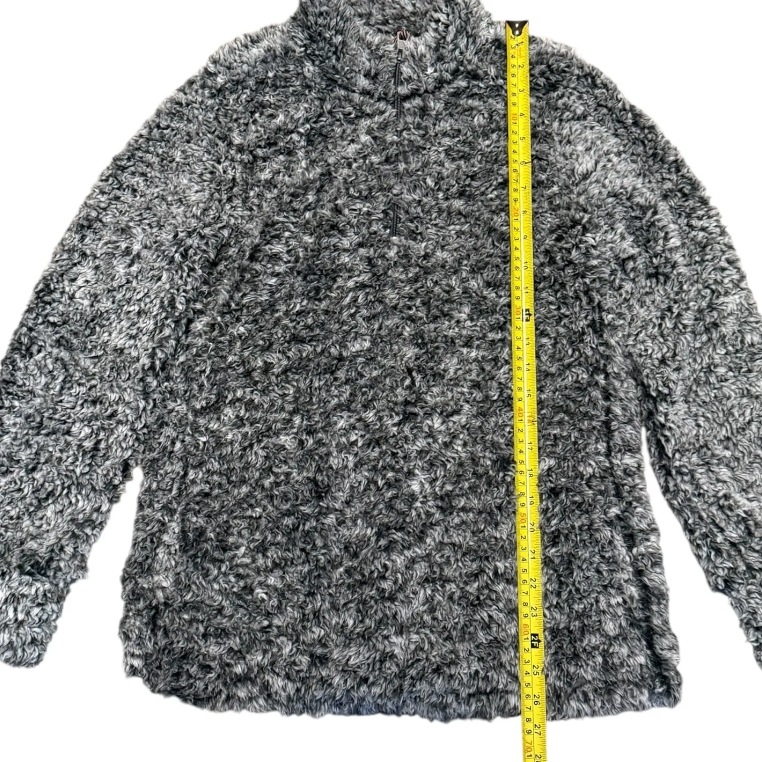 Weatherproof Vintage Gray Black Sherpa Mock Neck Pullover Size Medium - Image 4