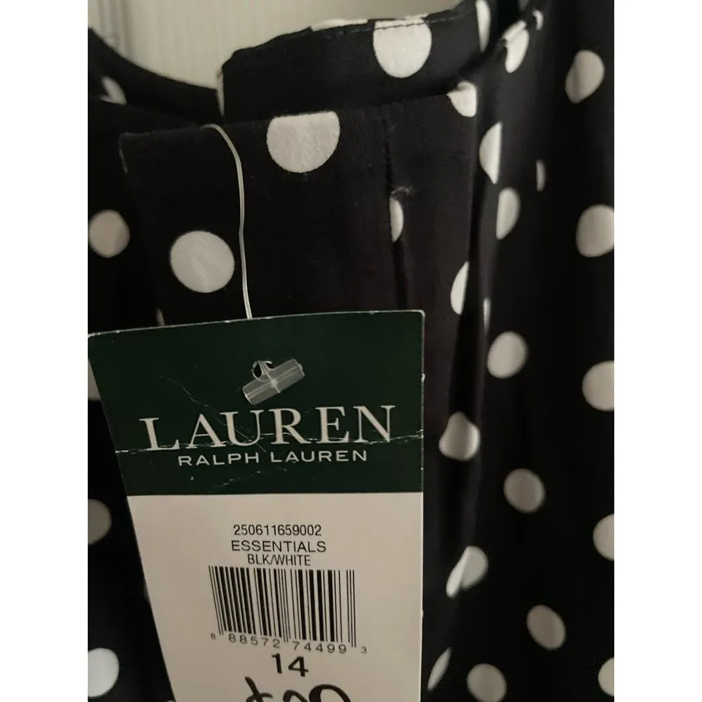 Ralph Lauren sleeveless black/white polka dot fitted waist dress, size 14, A07 - Image 5