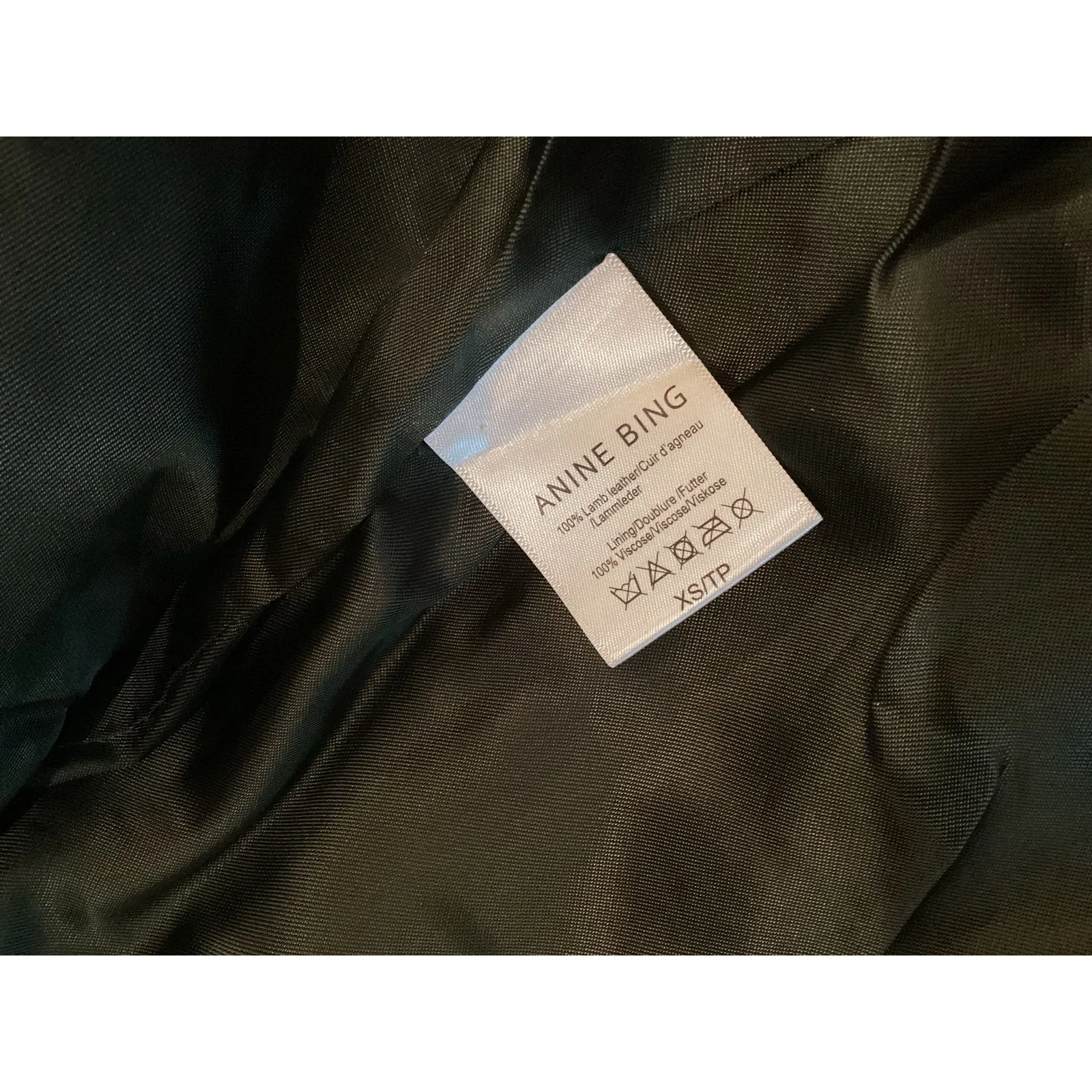 ANINE BING  moto biker olive black lamb leather jacket XS - Image 11