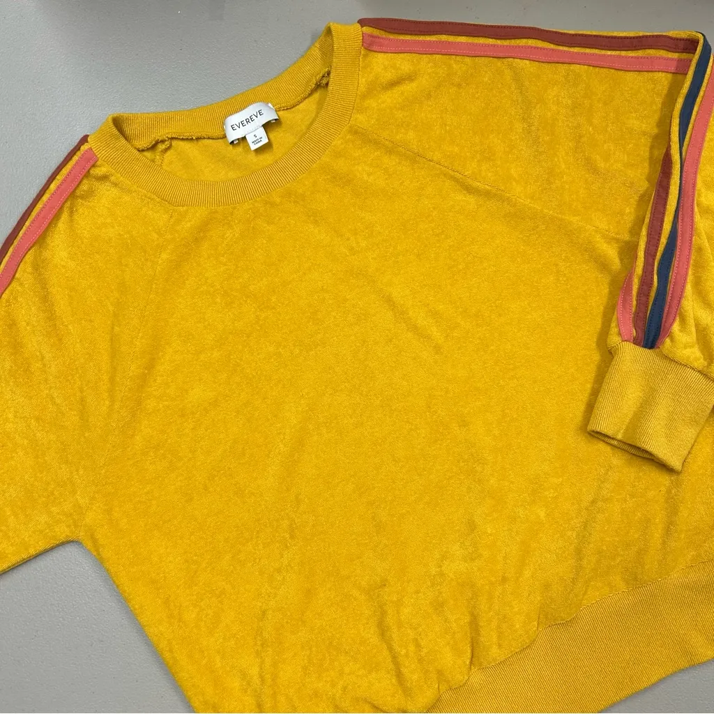 Evereve Sweater Mustard Yellow Stripe Long Sleeves Knit Top Womens Size Small - Image 1
