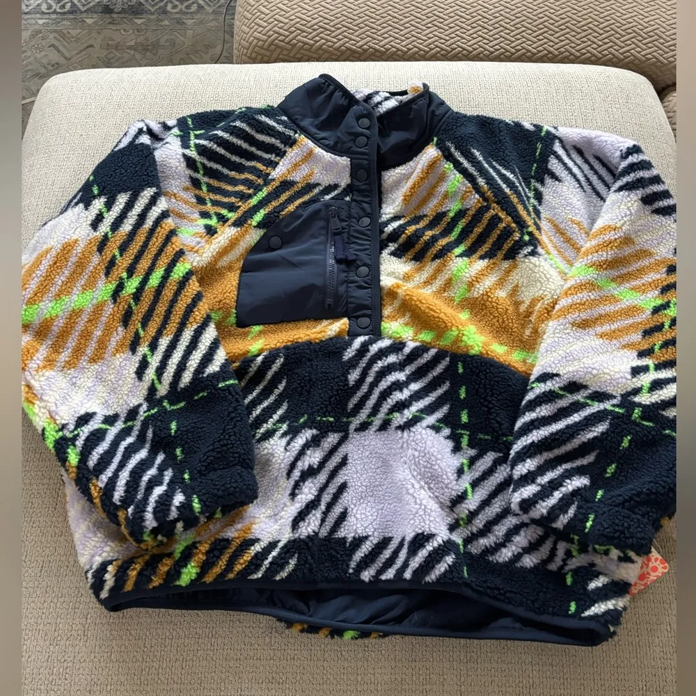 Free People Hit The Slopes Printed Pullover - Grey Plaid Twilight Combo - Image 5