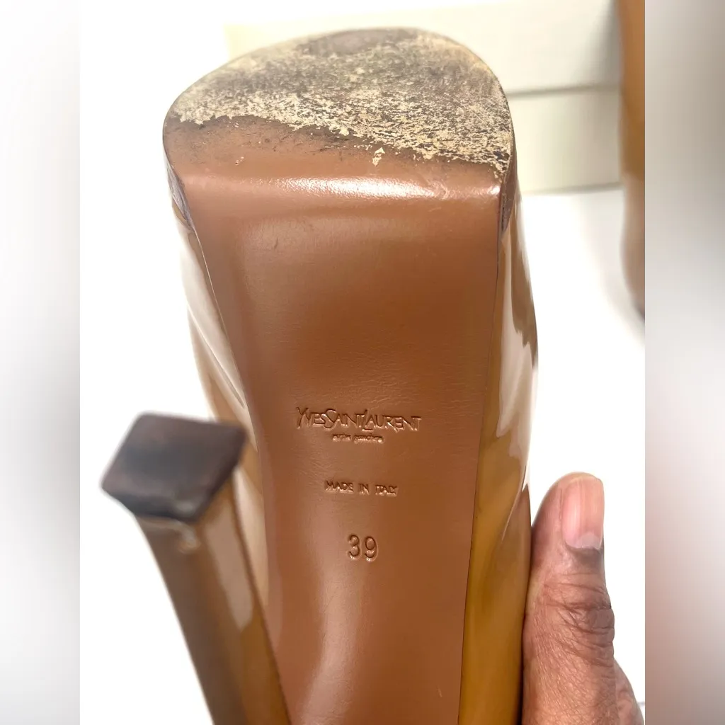 Saint Laurent Tribtoo 105 Nude Patent Leather Pumps EU 39/US 8.5 w/Original Box - Image 6