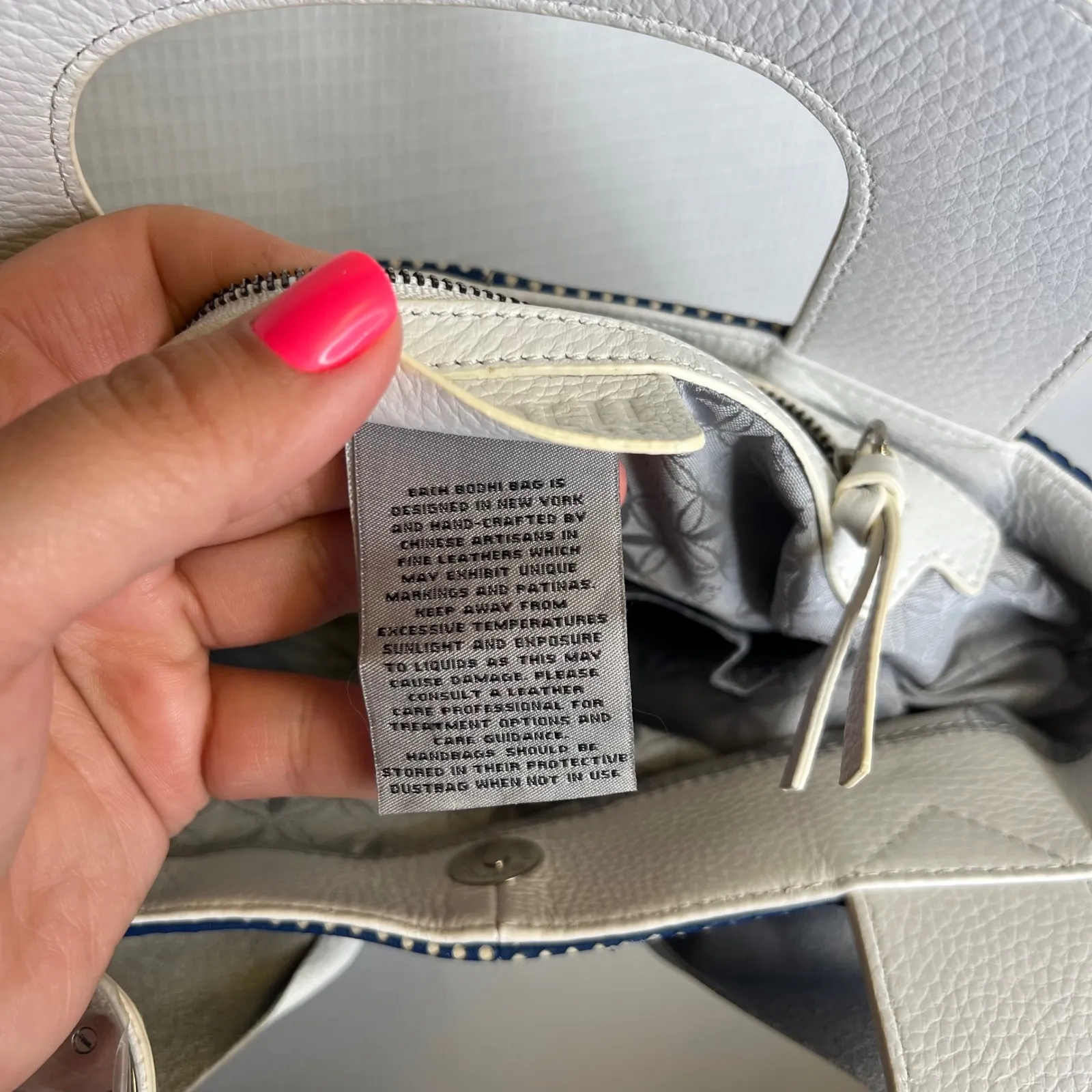 Bodei Blue Polka Dot Bow Tote Bag Purse‎ White Handle Unique - Image 9