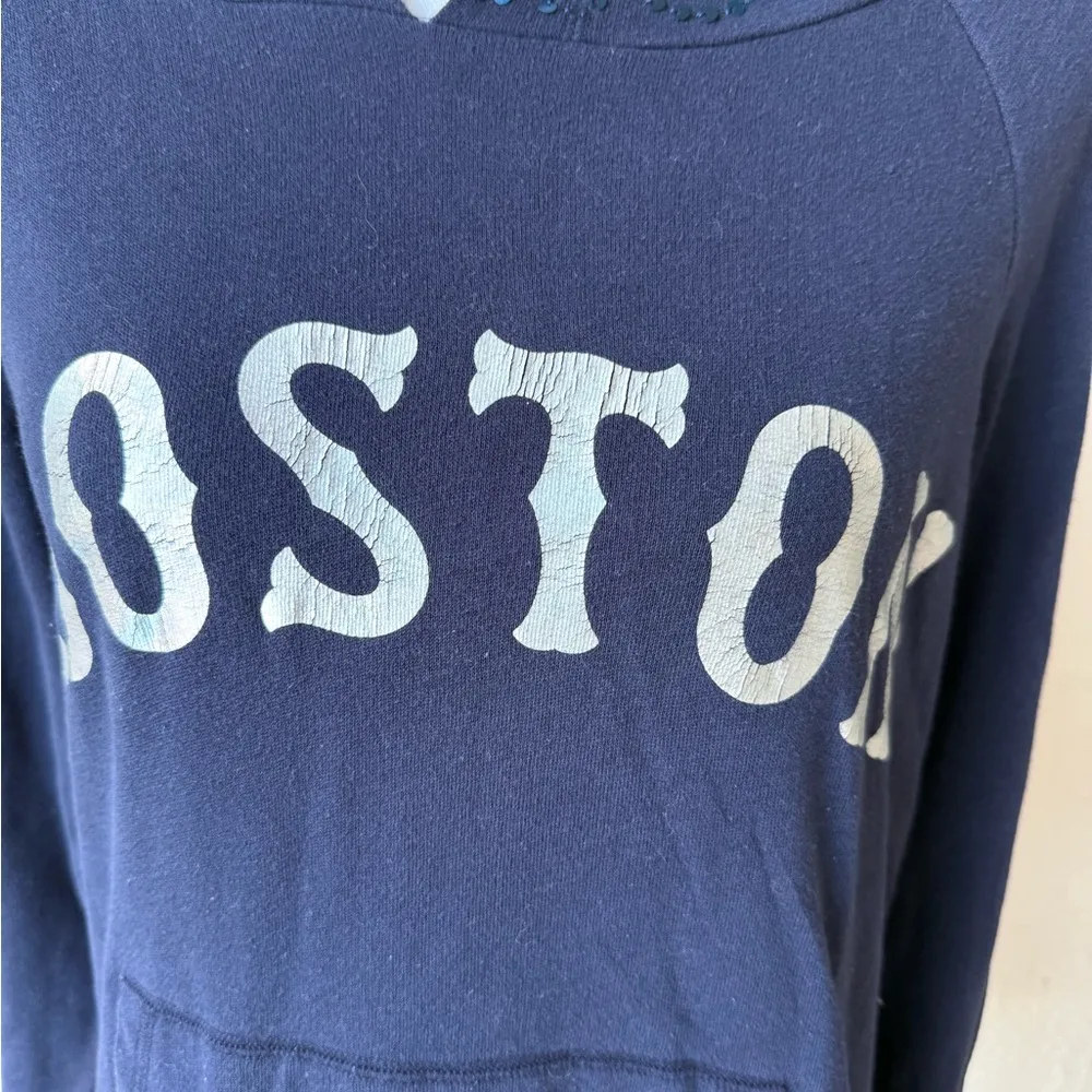 Pink Victorias Secret 5th & Ocean Boston Red Sox Hooded Bling Sequins Sweatshirt Blue Size L - Image 3
