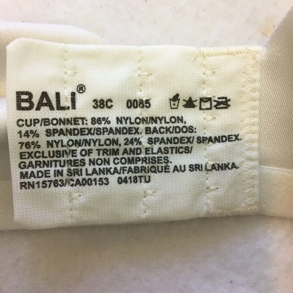 Bali White Beauty Lift Tagless 0085 Underwire Support Bra 38C Size undefined - Image 4