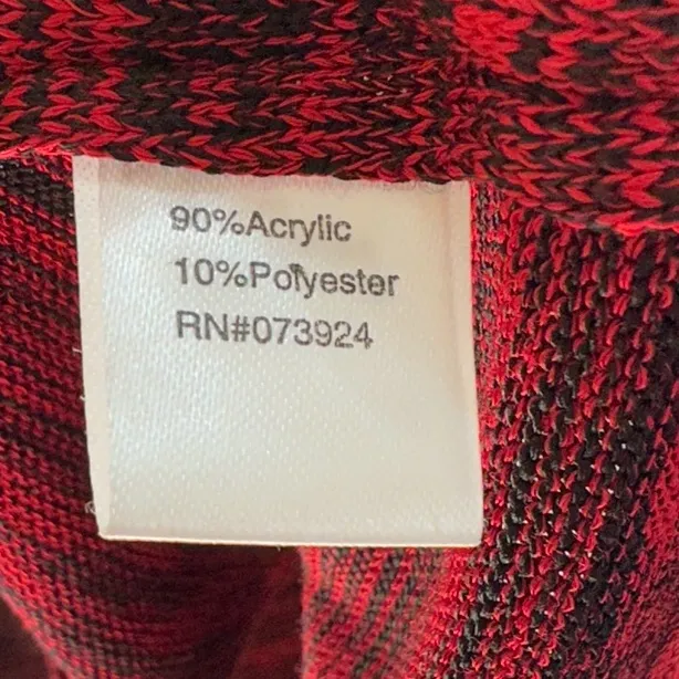 Ming Wang Red Black Striped Knit Open Front Long Sleeve Cardigan Sweater XL - Image 7