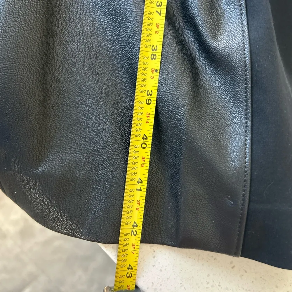 Vegan Leather Combo Fitted Dress Classic Black Medium NWT - Image 10