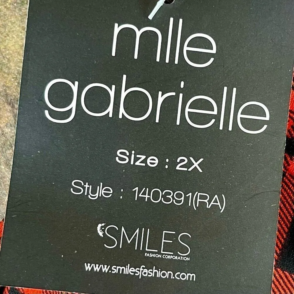 NWT Mlle Gabrielle Women’s Red Black  Plaid Pull-on Leggings 2X - Image 7