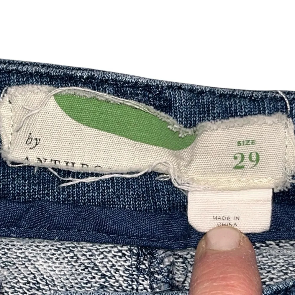 Anthropologie Blue Jersey Knit Denim Wide Leg Bell Bottom Flare Leg Pants 29 - Image 5