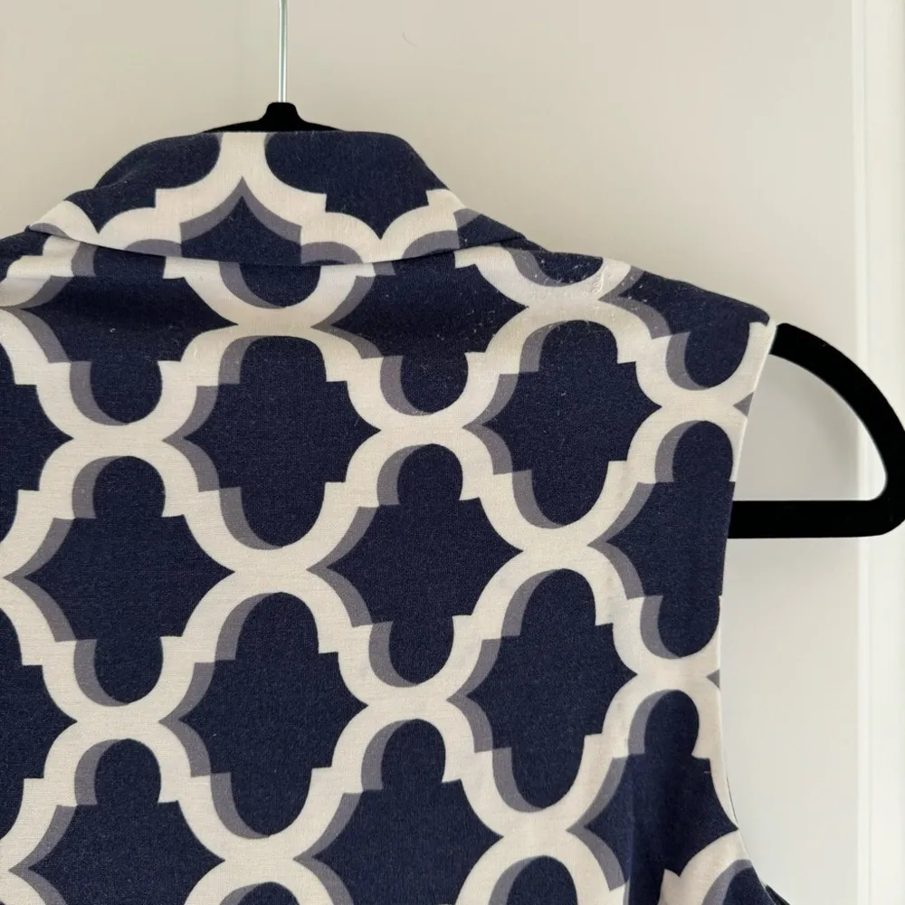 J. McLaughlin Catalina Cloth Sleeveless Blue & White Geometric Mini Dress | S - Image 6