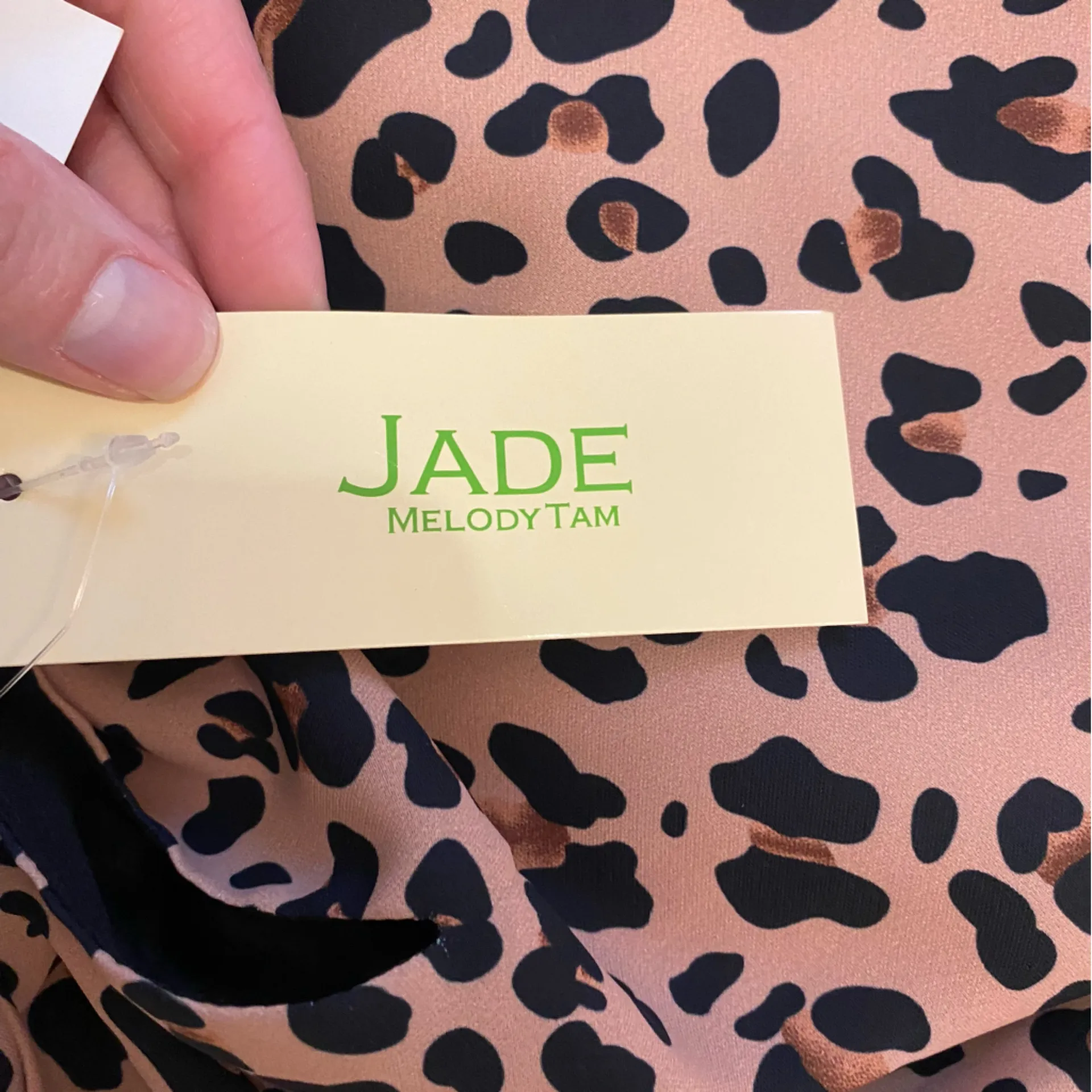 NWT Jade Neutral Brown and Black Leopard Print Gathered Neck Halter Top, size XS - Image 3