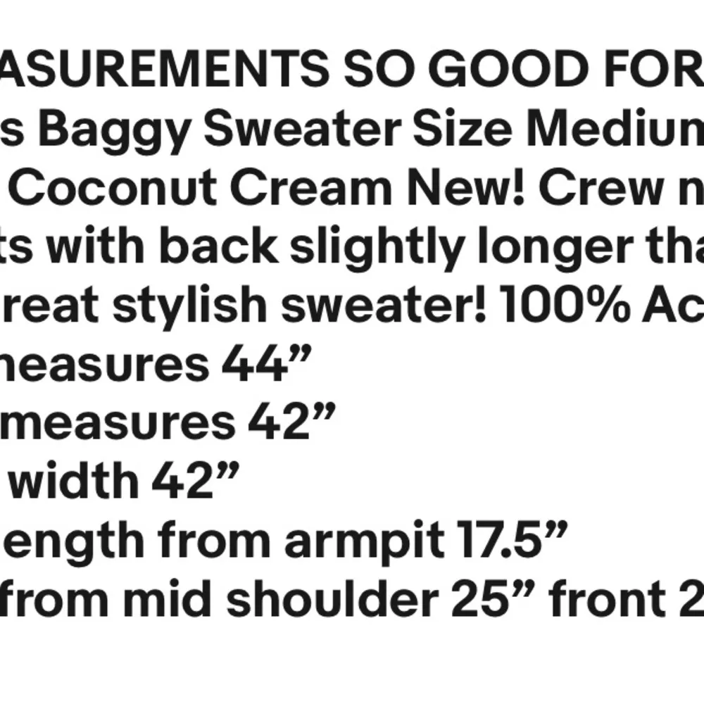 SO GOOD FOR LIFE Womens Baggy Sweater Size Medium Juniors Coconut Cream New - Image 8