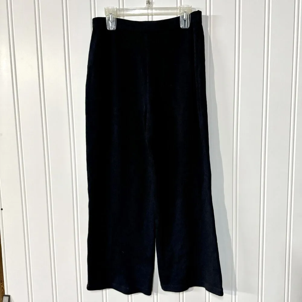 ST John Pants Women Sz 12 Navy Blue Cotton Knit Wide Leg Relaxed Mid Rise Sweats - Image 6