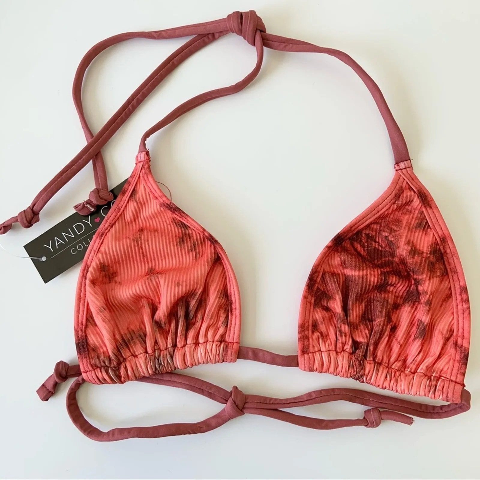 Yandy Two Piece Tie-Dye Bikini Two Piece Set Coral Orange Swimwear NEW - Image 5