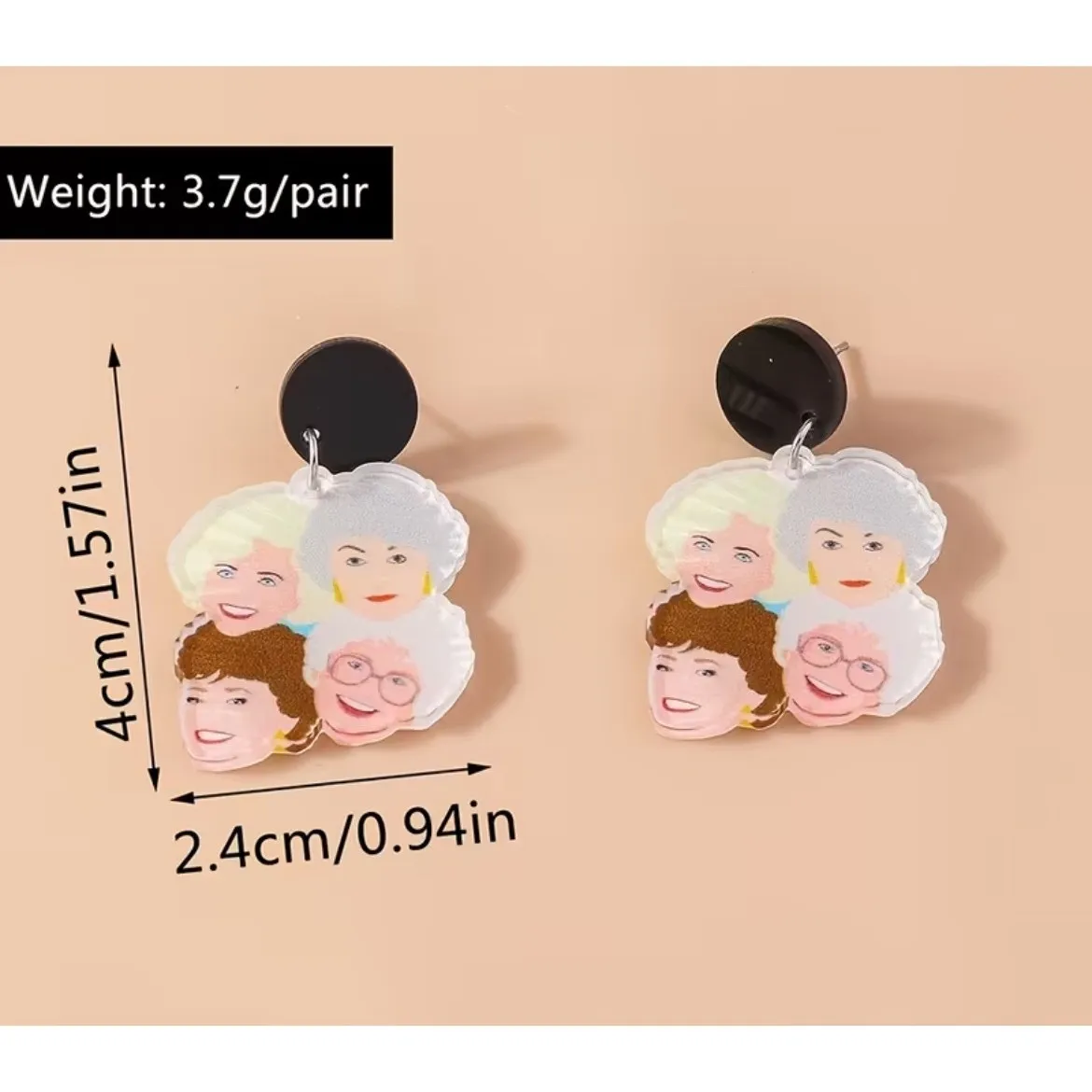 The Golden Girls Character Face Dangle Earrings For Women Yellow - Image 2