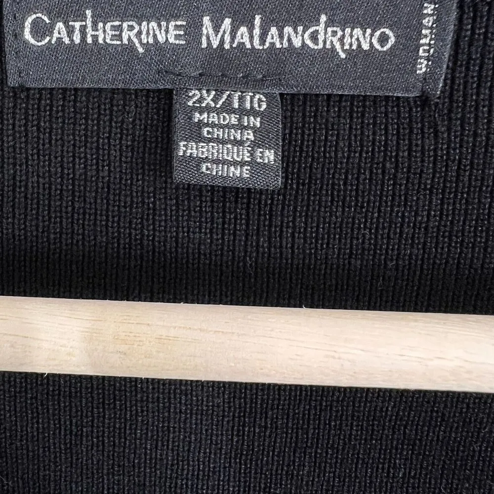 Catherine Malandrino Black Sheer Polka Dot Sleeves‎ Pullover Sweater 2X Classic - Image 5