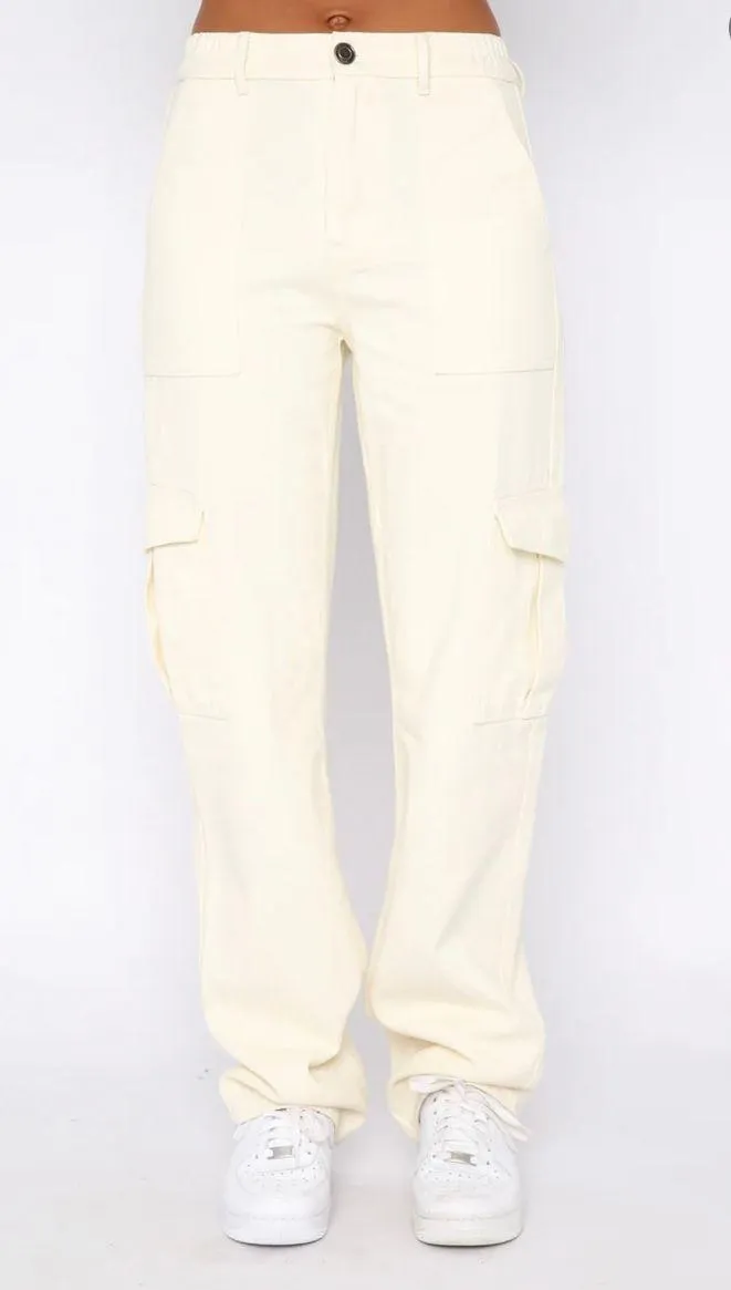 White Fox Boutique Keep On Moving Pants Cream - Image 4