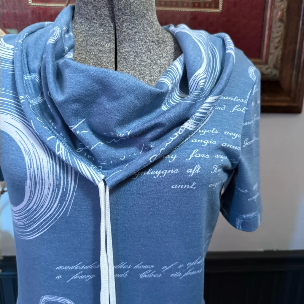 Artex Fashions Drawstring Cowl Neck Art To Wear Dress ~ Size XS 💛🍄 Blue - Image 2