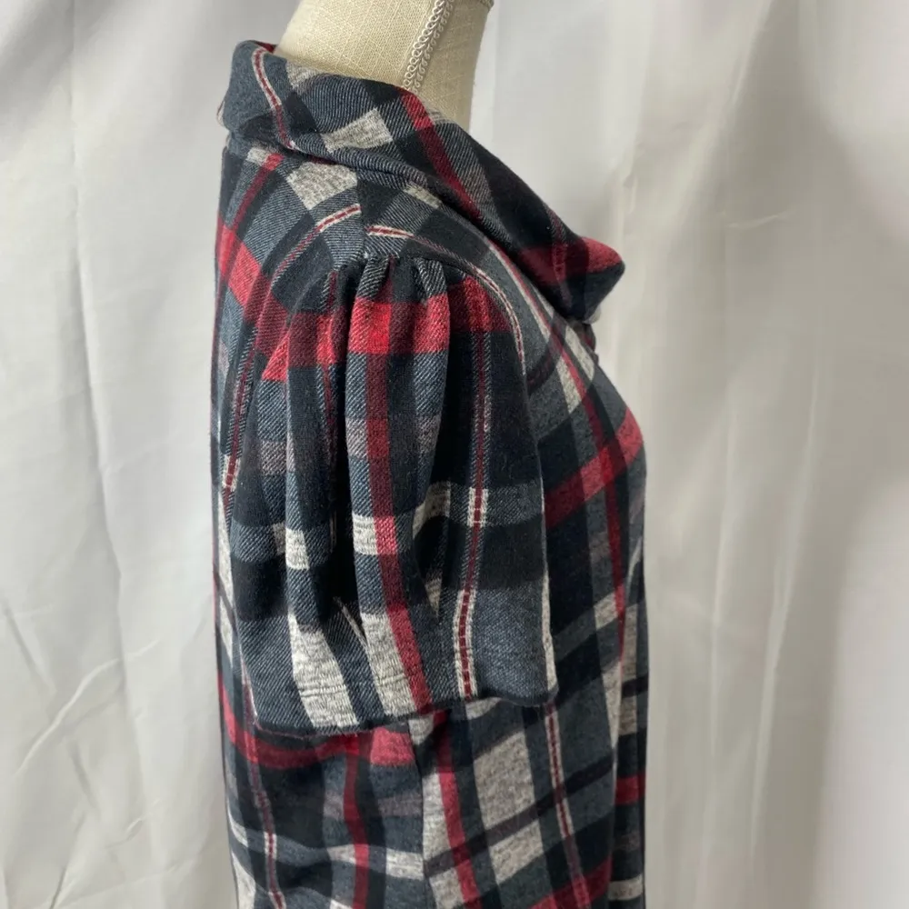 JH Collection cowl neck short sleeve plaid dress PL Gray Size undefined - Image 7