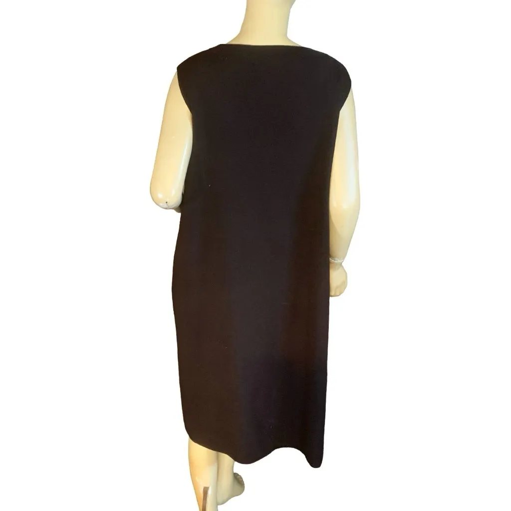 EILEEN FISHER DARK BROWN WOOL SWEATER KNIT SHIFT DRESS (XL) - Image 3