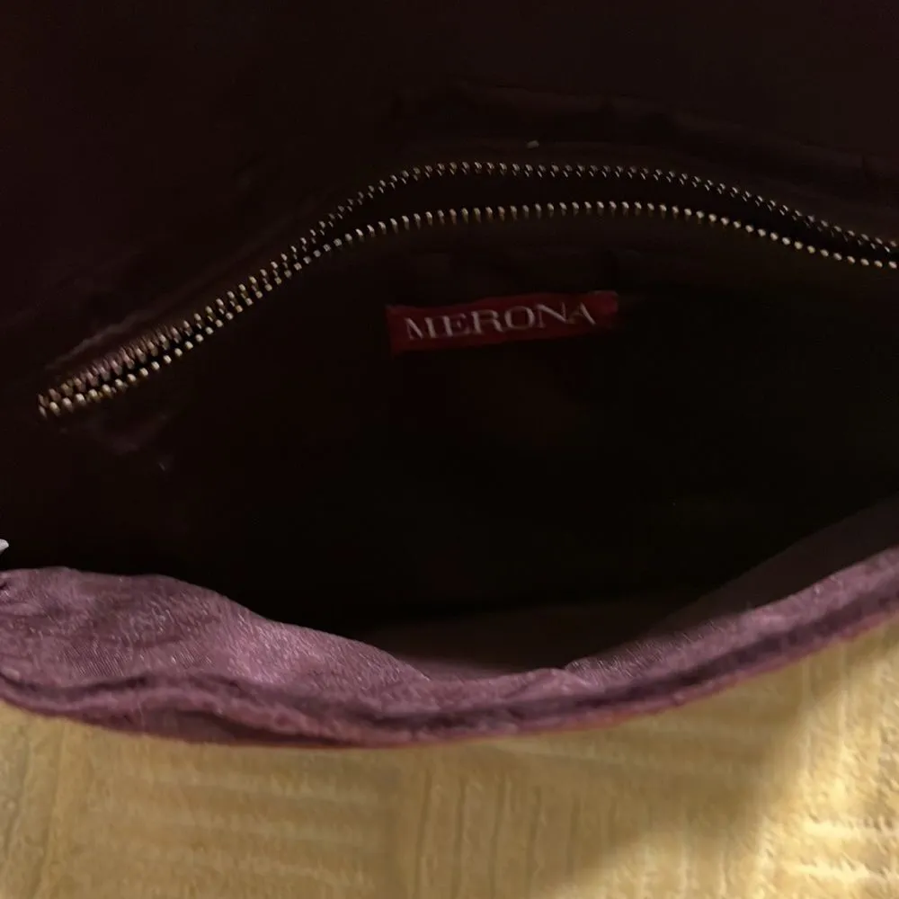 Merona brown faux fur clutch w/a tassel top zip fold over like new - Image 4