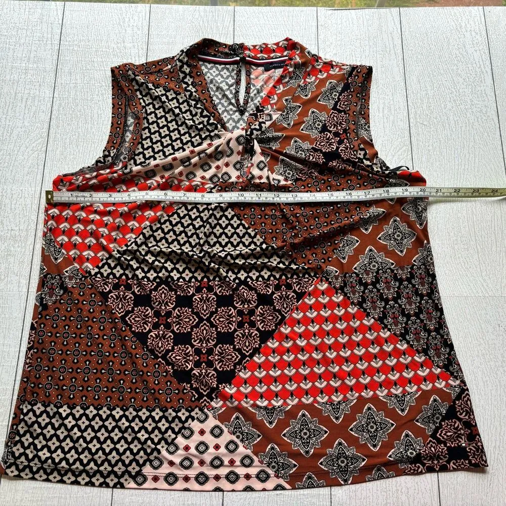 Tommy Hilfiger Multicolor Multipattern  Patchwork Blouse Size XL - Image 4