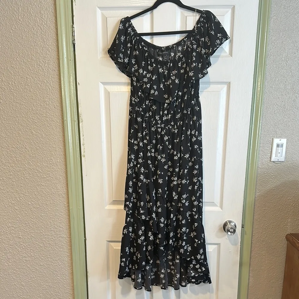 Lane Bryant Black White floral Ruffled Tiered high low off the shoulder Sundress - Image 6