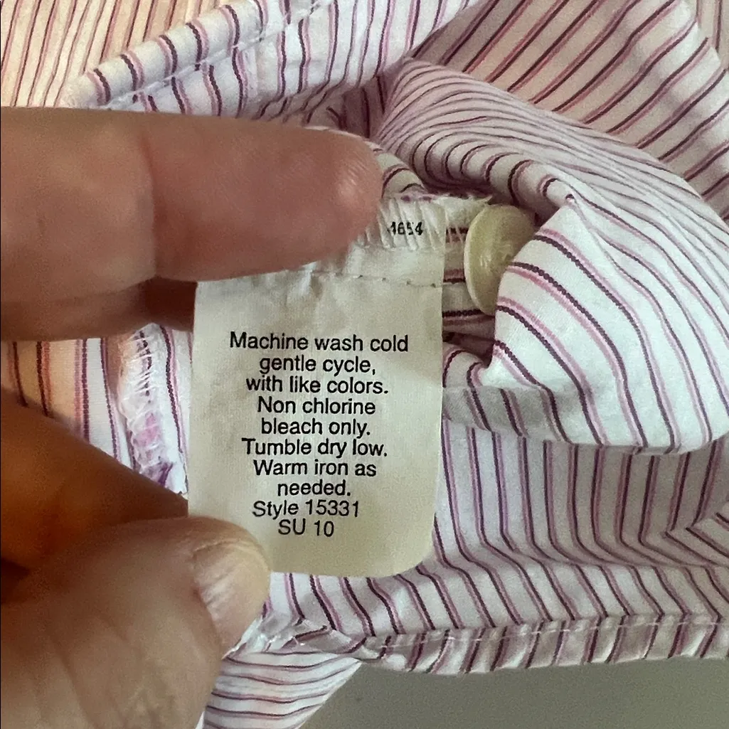 JCrew Factory Striped Cotton 3/4 Sleeve Button Down Size Medium White - Image 7