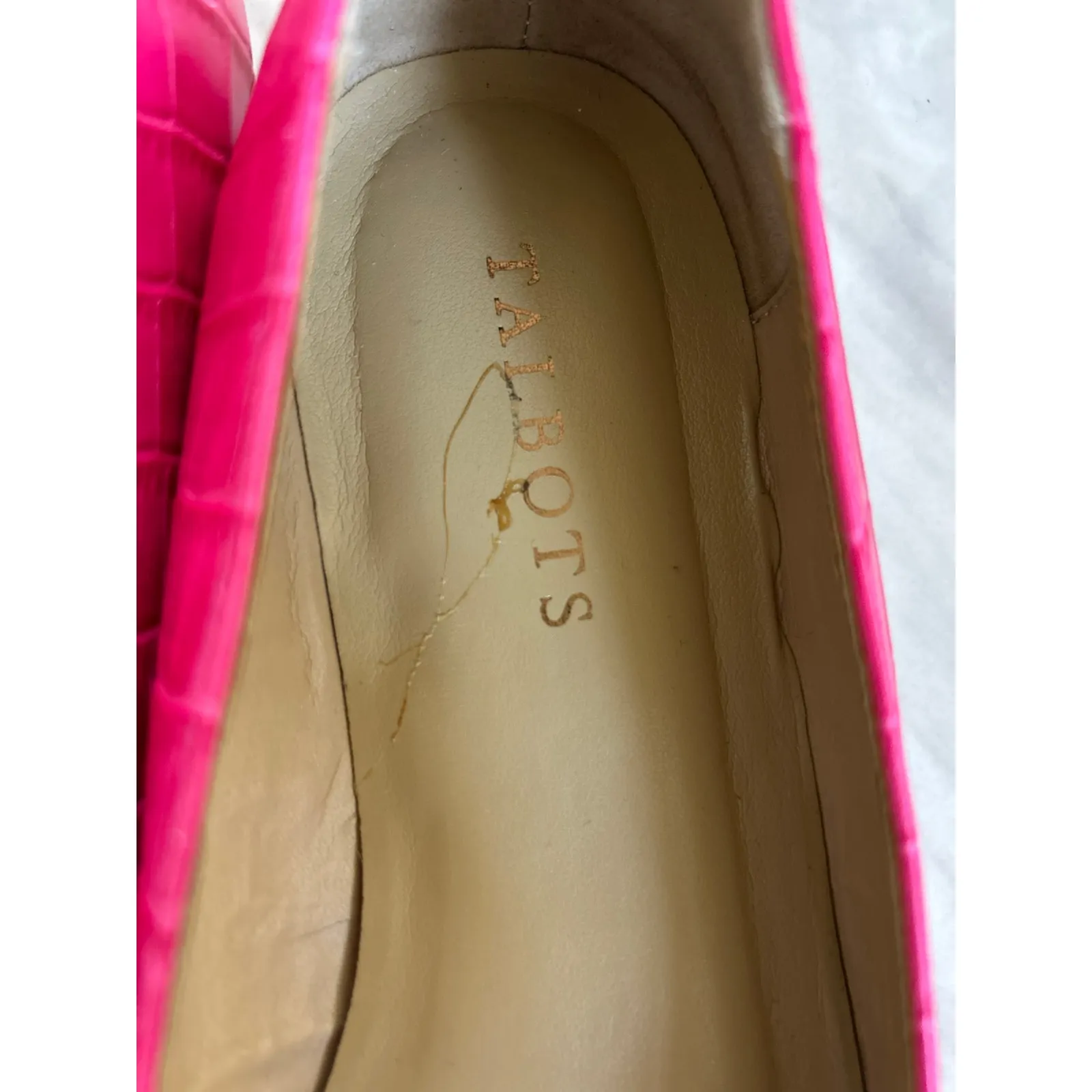 Talbots Hot Pink Croc Embossed Leather and Suede Bow Ballet Flat - Image 2