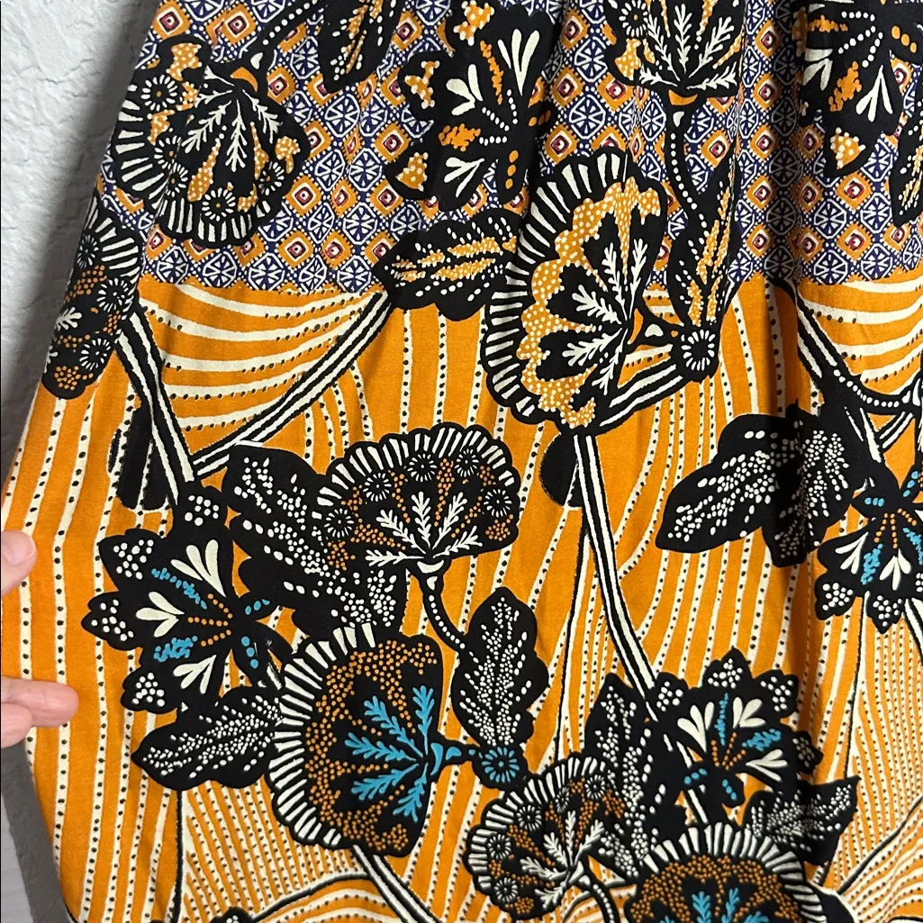 Anthropologie Jamila Smocked Maxi Dress Butterfly Boho Hippie Indie Beachy Orange Size M - Image 6