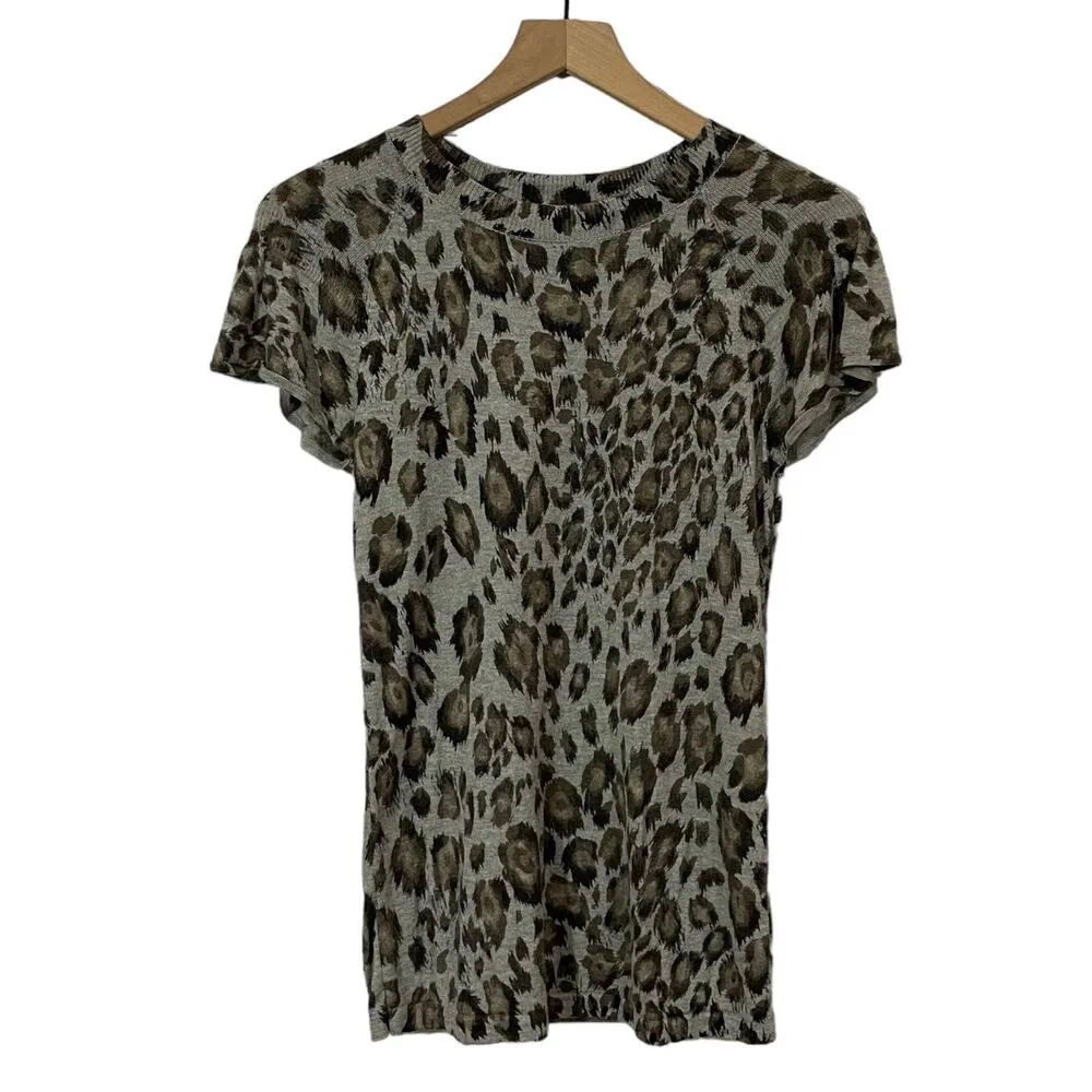 Rebecca Taylor Animal Print Knit Top - Gray - Medium - Image 4