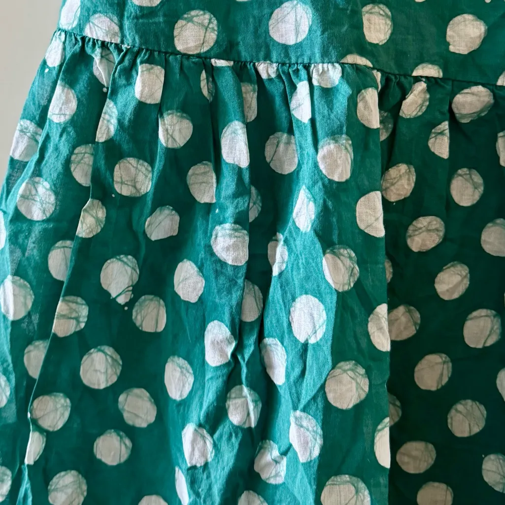 MATTA NYC Kali Ambu Wrap Skirt, Green & White Polka Dot Cotton Ruffle sz. M/L - Image 15