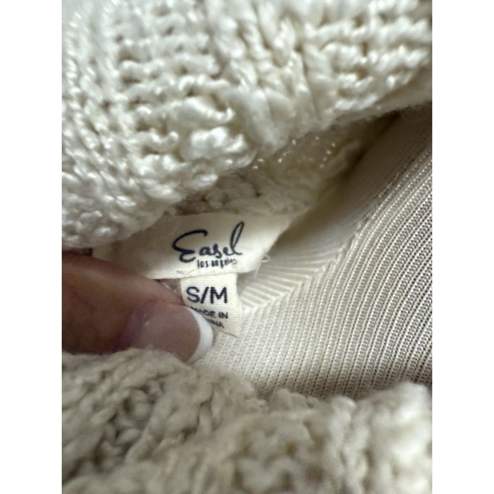 Easel Cold Shoulder Oatmeal Marvin Turtleneck Sweater Size M/L - Image 4