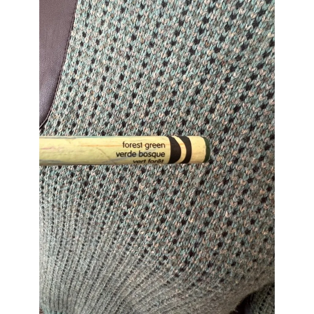 Ralph Lauren Wool Blend Sweater size Medium Black label Leather Elbow Patches Green - Image 6