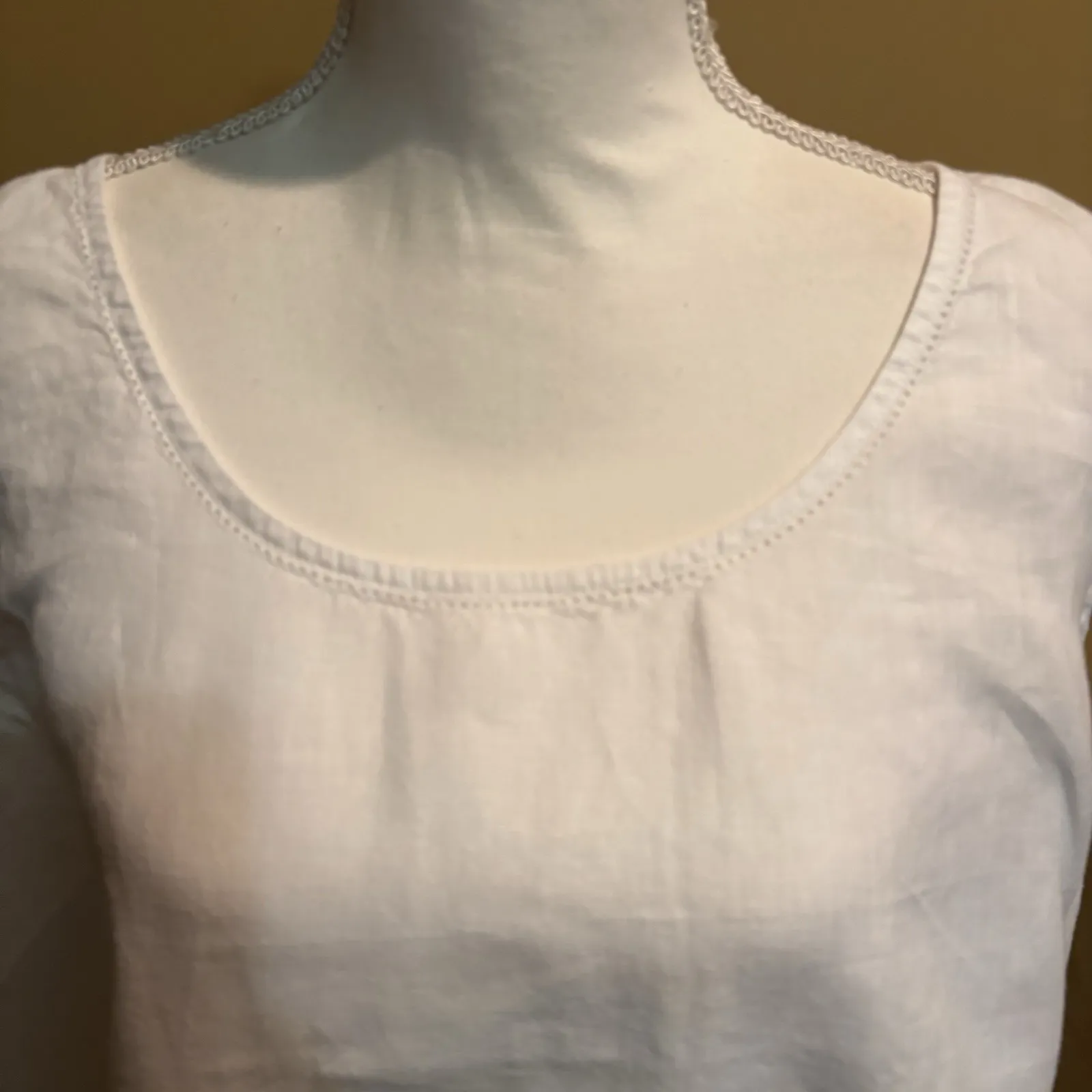 Kate‎ Hill Woman 3X White 100% Linen Sleeveless Tank Top Blouse Lightweight - Image 3
