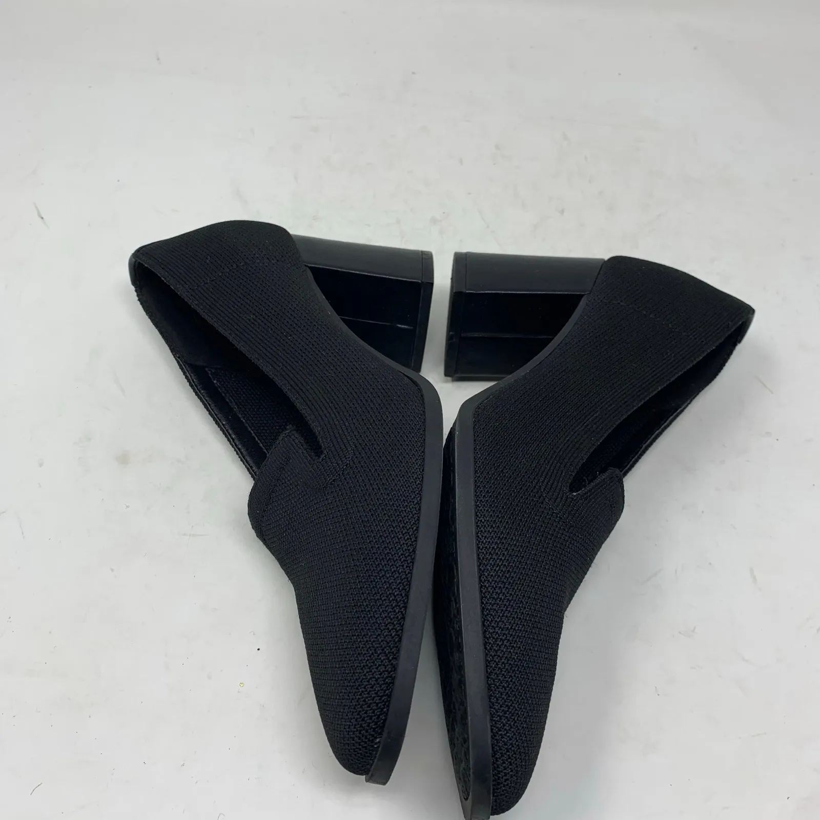 Adrienne Vittadini Brittiny Black Knit Block Heel Loafer Classic Square Toe 7.5 - Image 5