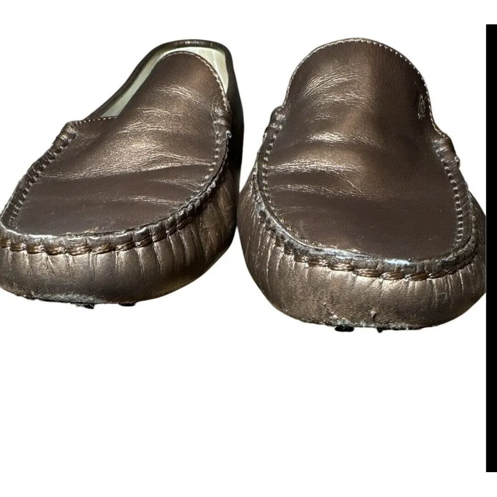 Tod's Women's‎ Mocassins Driving Shoes Bronze Copper Loafer Leather Size 8.5 - Image 2