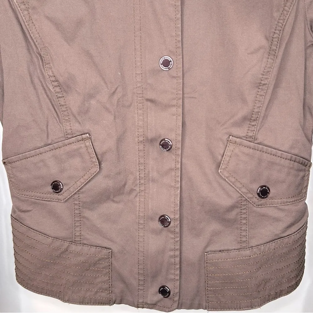 White House Black Market Brown Zip Front Military Jacket Size 0 NWT - Image 6
